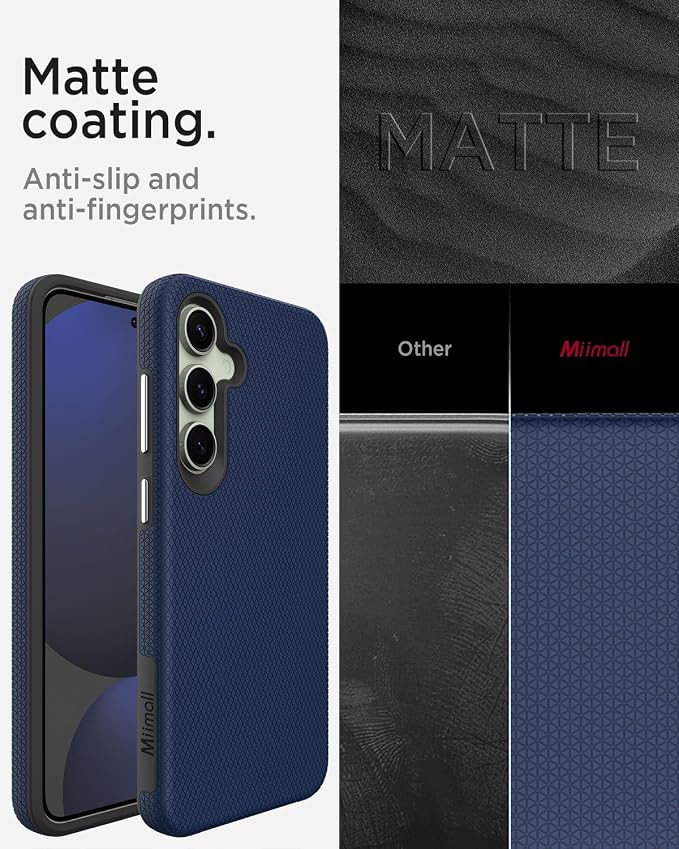 Miimall Rugged Case for Samsung S24 FE, Dual Layer Protection, Military Shockproof, Anti-Slip, Anti-Scratch, Tough Full Body Heavy Duty Slim Case, Dark Blue