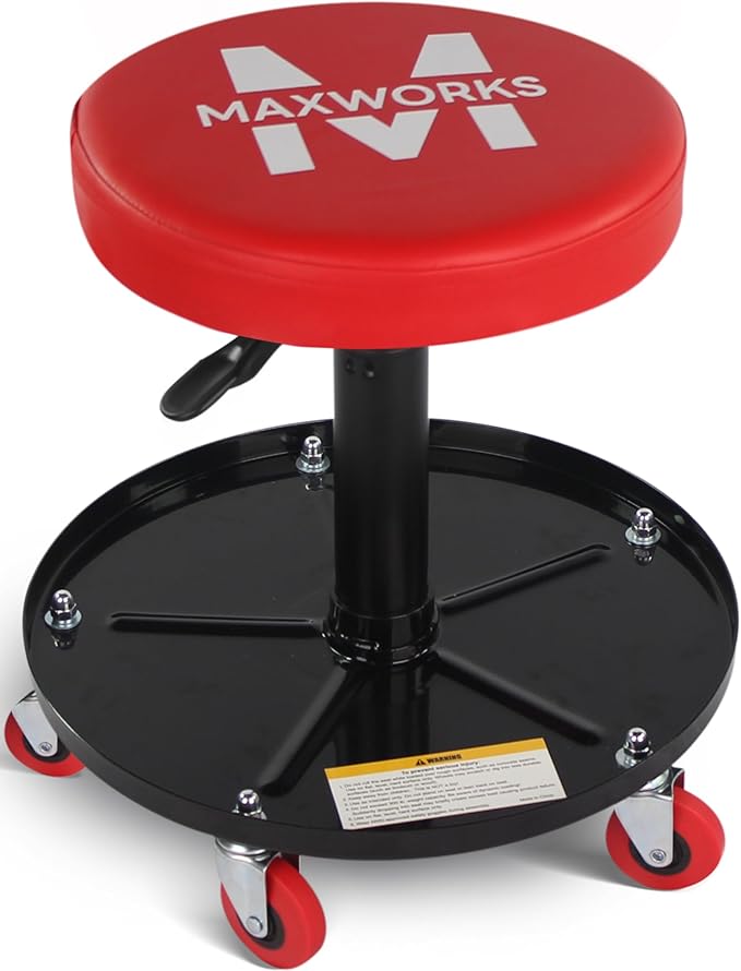 MaxWorks 80771 Pneumatic Roller Seat/Creeper with Adjustable Height - 300 lb Capacity