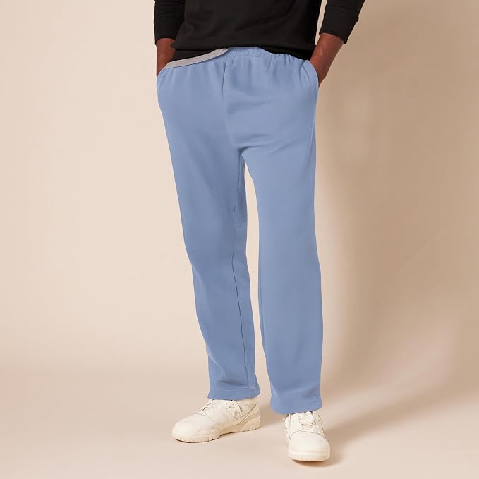 Amazon Essentials Men's Relaxed Straight Leg Fleece Open Bottom Sweatpant (Available in Big & Tall)