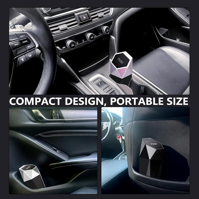 Ginsco Car Trash Can Cup Holder, 2 Pack Mini Trash Can with Lid, Car Accessories for Interior, Leakproof Small Trash Cup for Home with Additional 2 ABS Hooks and 90pcs Trash Bags Black