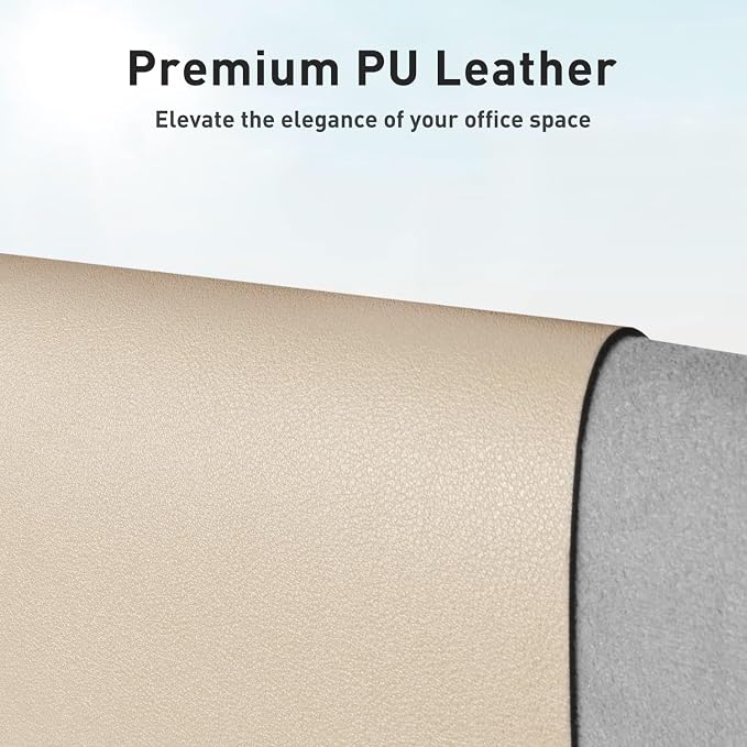 Aothia Faux Leather Desk Mat – Large Mouse Pad, Non-Slip PU Leather Blotter, Waterproof Writing Surface for Office and Home (Beige, 47.2" x 23.6")