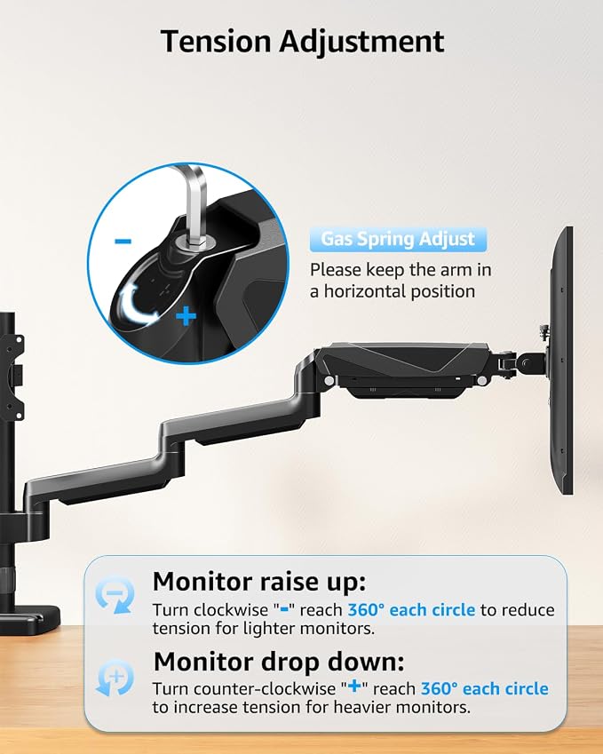MOUNTUP Triple Monitor Mount, Triple Monitor Desk Mount for Max 27 inch Computer Screens, 3 Monitors Stand for Desk, Monitors Arm with Swivel, Tilt, Rotation, Each Arm Holds 4.4-19.8 lbs