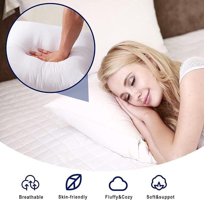 HITO 16x16 Pillow Inserts (Set of 2) - Decorative Square Throw Pillows White for Couch Bed Sofa