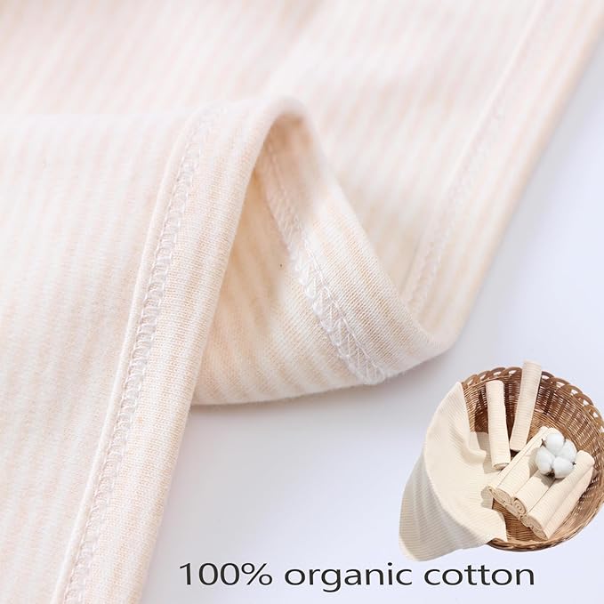 10-Pack Organic Cotton Baby Washcloths | Ultra-Soft Newborn Face Bath Towel - Reusable Baby Wipes for Delicate Skin Thin & Lightweight, Perfect for Babies, Kids, Toddlers, Infant (Stripes)