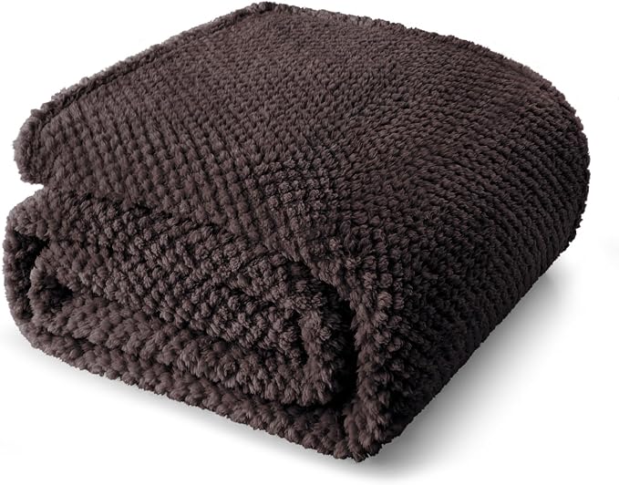 Whale Flotilla Soft Fleece Twin Size Bed Blanket, Coffee | 60x80 Inch, Suitable for Bed, Fluffy Fuzzy Jacquard Blankets for All Season, Lightweight and Cozy
