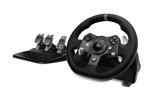 Logitech G920 Racing Wheel and Pedals for Xbox X|S/Xbox One/PC | Real force feedback, stainless steel paddle shifters, leather steering wheel cover, for Xbox Series X|S, PC, Mac