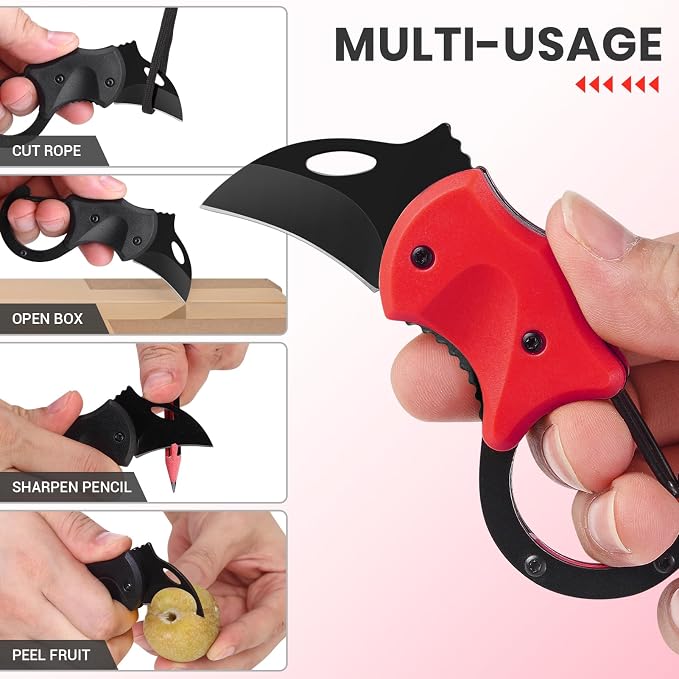FUNBRO 2 Pack Small Pocket Knife Gifts for Men & Women | Folding Box Cutter, Birthday & Christmas Stocking Stuffers Gifts for Wife Husband Dad Mom (Black & Red)
