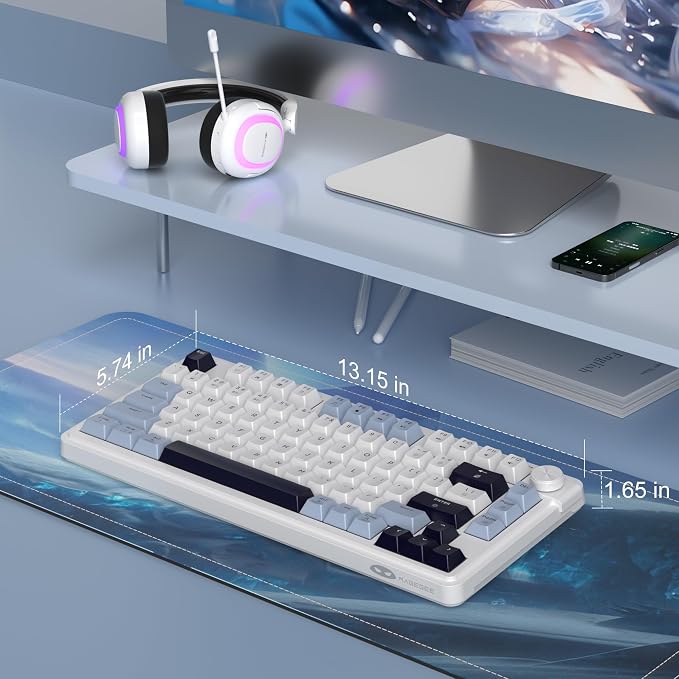 MageGee Wireless Gaming Keyboard 81 Keys RGB Backlit Tri-Mode Bluetooth 2.4G USB-C Rechargeable Mechanical Feel Keyboard 4000mAh Battery Knob Control 26-Key Anti-Ghosting for PC Mac Windows – GK950