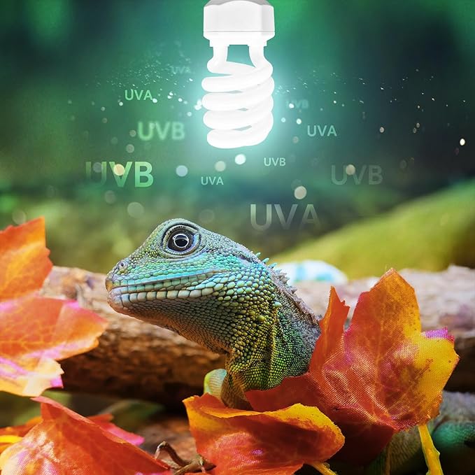 Leoterra Reptile UVB Light Bulb UVA UVB Reptile Lamp - 13W 5.0 Energy Efficient UVB Lamp for Geckos,Green Iguanas,Frog - E26 Base Dual Lighting Fixture with 8000H Long Lifespan