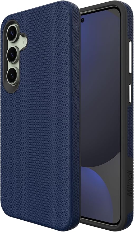 Miimall Rugged Case for Samsung S24 FE, Dual Layer Protection, Military Shockproof, Anti-Slip, Anti-Scratch, Tough Full Body Heavy Duty Slim Case, Dark Blue