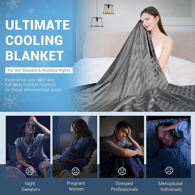 Elegear Cooling Blanket for Hot Sleepers, One-Way Moisture Flow 79" x 86" | Arc-Chill® 3.0 Q-Max>0.5 Cooling Fabric with One-way Moisture Flow Helps Keep Skin Cool & Dry & Breathable, No Sticky Feeling