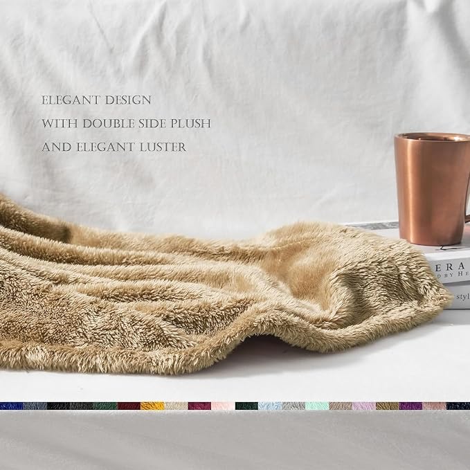 Exclusivo Mezcla Fuzzy Plush Fleece Bed Blanket Queen Size, Brown | 90x90 Inches, Super Soft and Cozy Bed Blanket, Fluffy Decorative Bedding for Livingroom, Bedroom, All Season