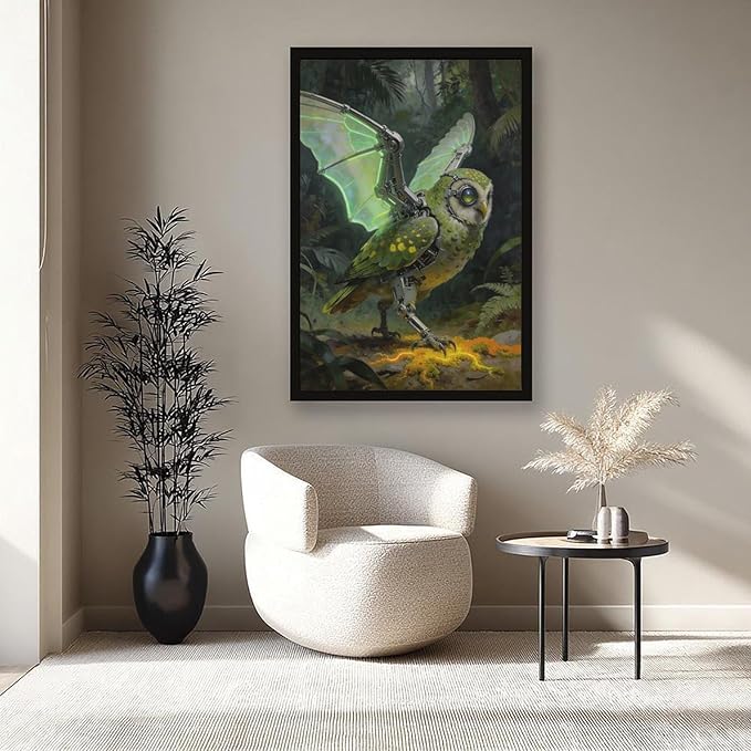Framed Cyber Fantasy Wall Art for Living Room And Home Office Modern Sci Fi Nature Inspired Decor 24x36in