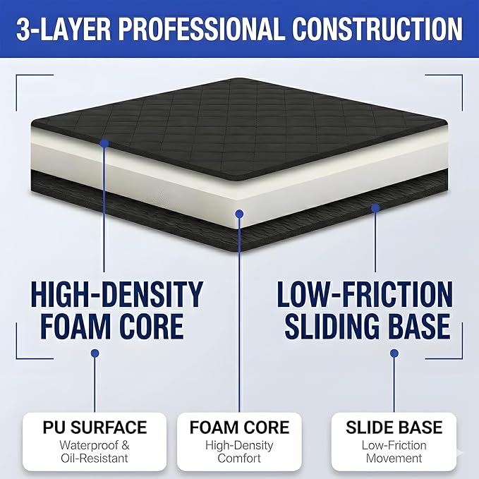 Rolling Creeper Mat for Car Repair, 60x28 Inch Portable Foldable Mechanic Mat, Under Vehicle Rolling Pad for Low Clearance, Durable PU, Anti-Slip, Easy to Clean for Garage, Auto Repair & Roadside