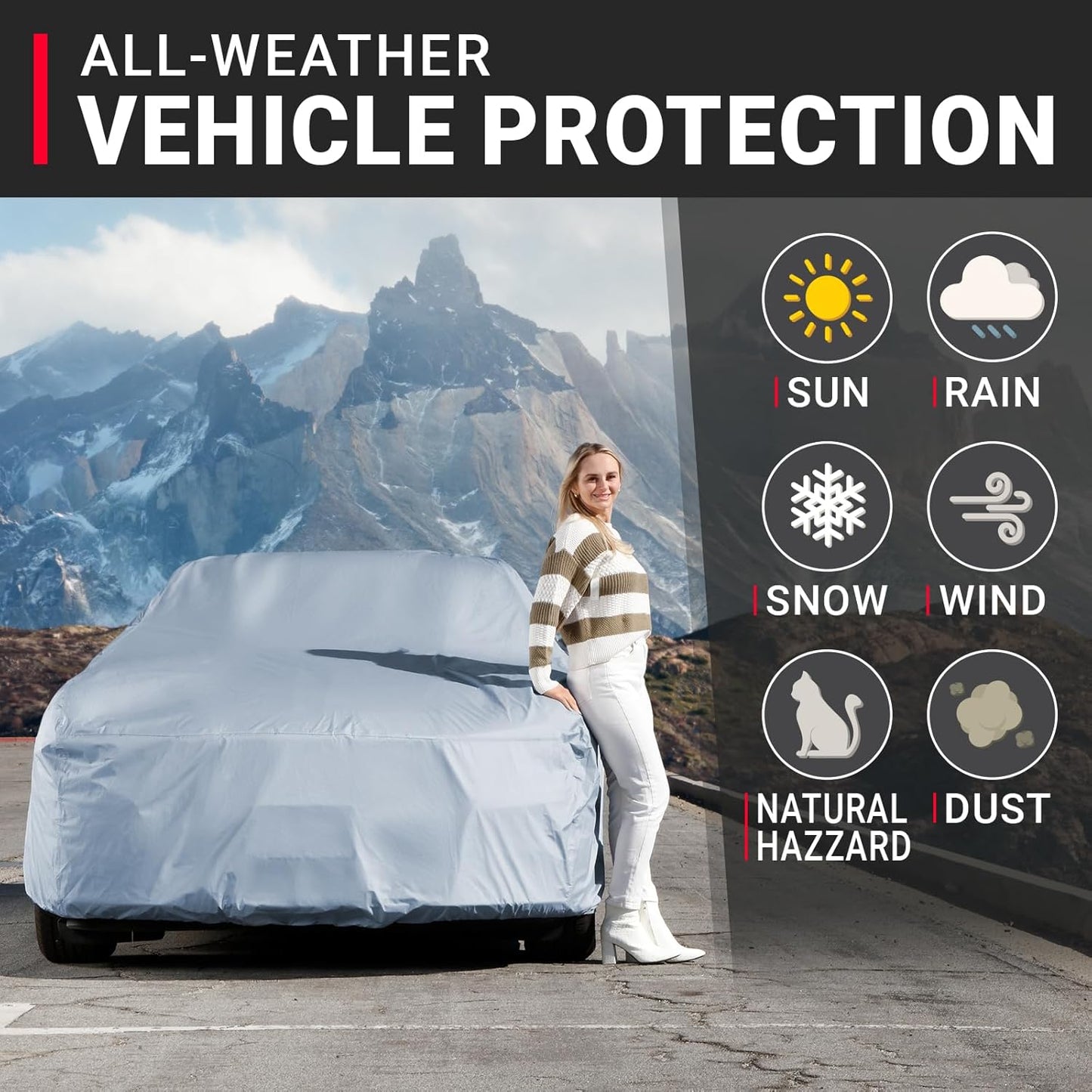 iCarCover Premium Car Cover for 1971-1975 Chevy Bel Air Wagon Heavy Duty Waterproof All-Weather Automobiles Custom Fit Indoor Outdoor UV Snow Protection Covers with Straps and Bag
