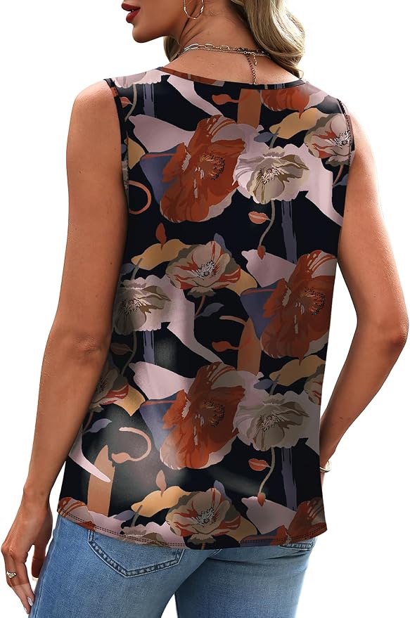 Sipaya Silk Satin Tank Tops for Women V Neck Summer Tops Sleeveless Camisole Business Casual Outfits Work Blouses