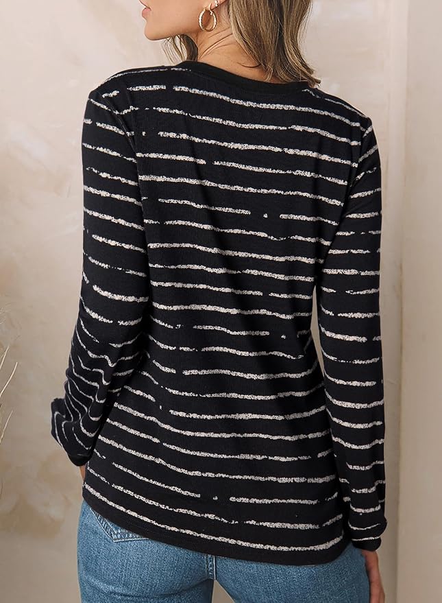 EVALESS Womens Crewneck Long Sleeve Tops Casual Polka Dots Tops Fall 2026 Tshirts Shirts