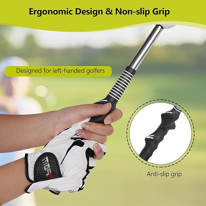 Retractable Golf Swing Aid for Golf Speed Training, Rhythm Click Golf Swing Trainer for Indoor Golf Practice & Outdoor Warm Up, Golf Grip Trainer for Improving Hitting Strength & Tempo