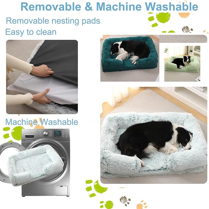 Dog Beds Large Sized dog Orthopedic, Sofa Dog Bed with Waterproof Lining and Nonskid Bottom, Rectangle Washable Dog Bed for Medium Small Dogs and Cats Comfortable ( Color : Green2 , Size : 31 x 21" )