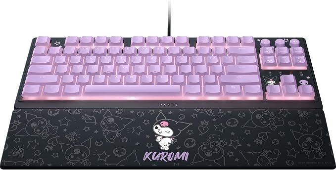 Razer Ornata V3 TKL Gaming Keyboard, Low-Profile Keys, Kuromi Edition | Mecha-Membrane Switches, UV-Coated Keycaps, Backlit Media Keys, 8-Zone RGB Lighting, Magnetic Wrist Wrest