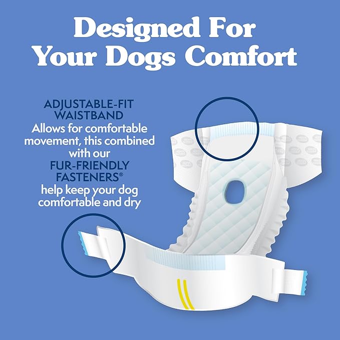 Simple Solution Disposable Female Dog Diapers, Absorbent Leak Proof Protection for Incontinence, Puppy Training, Heat Cycle, Travel, and Housebreaking, Medium Dogs, 15–23 Inch Waist, 12 Count