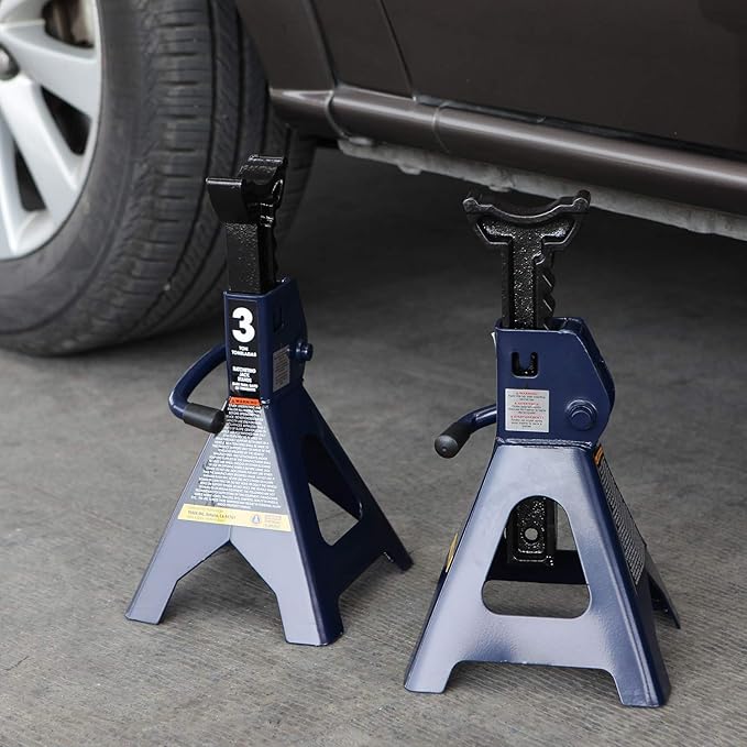 TCE AT43202U Torin Steel Jack Stands: 3 Ton (6,000 lb) Capacity, Blue, 1 Pair