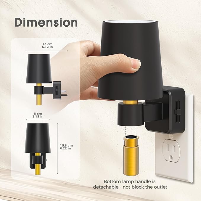Briignite Night Light, Dimmable Night Lights Plug into Wall, Dusk to Dawn Sensor, Soft White 3000K, 0-100LM, Plug in NightLight, Vintage Night Light Compact for Hallway Bedroom Stairway