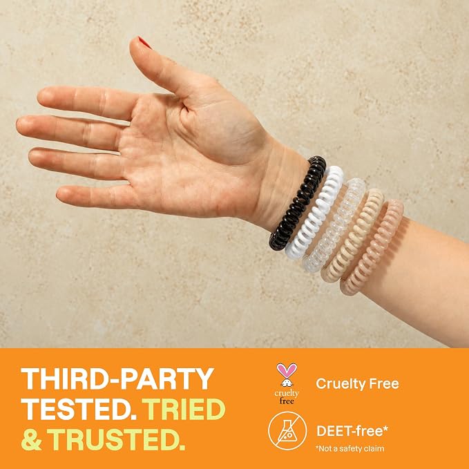 Cliganic 10 Pack Mosquito Repellent Bracelets for Adults & Kids (Neutral Colors) - Natural DEET-Free Bands, Individually Wrapped
