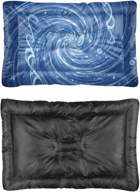 Blue Swirl Vortex Light Effect Art Dog Bedding Dog Mattress Pet Padssoft Crate Washable Crate Beds Washable Non-Slip Bed Bed for Dogs Outdoor Mat for Dogs Furniture Indoor Outdoor 36X24 Inch