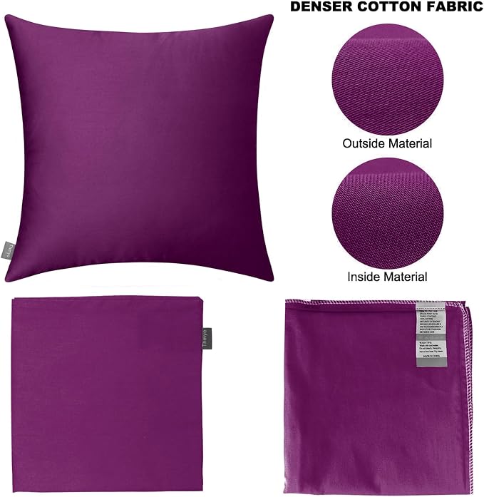 4-Pack 100% Cotton Comfortable Solid Decorative Throw Pillow Case,Thmyo Square Cushion Cover Pillowcase Sublimation Blank Pillow Covers DIY Throw Pillowcase(20x20 inch/ 50x50cm,Dark Reddish Purple)