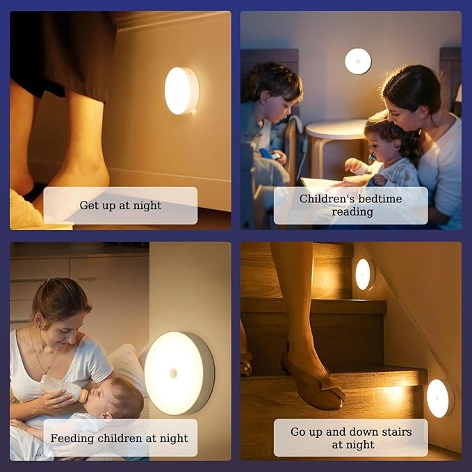 Night Light with Smart Sensor Dusk to Dawn Sensor LED Warm White Ambient Lighting Bedroom Bathroom Nursery Hallway Kitchen Stairs 2 Packs