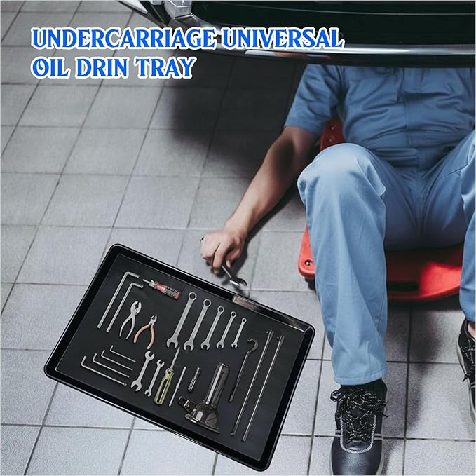 6 Pack Extra Large Oil Drip Pan for Under Car, 35.4 x 24 x 1.6 in Oil Catch Pan, Black Plastic Replacement Tray for Garage Automotive Driveway Washing Machine