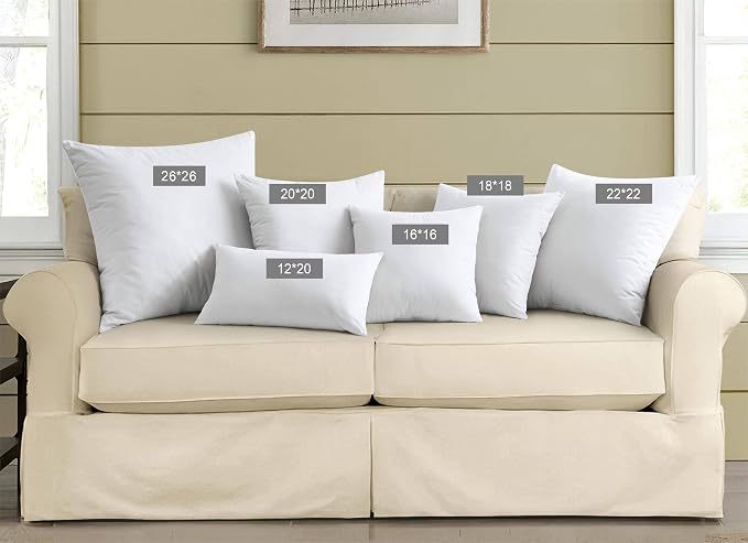 puredown® 16x16 Pillow Inserts, Feather Down Filled for Support, Set of 2 | Natural Feather Down, Choppable & Decorative, Down-Proof Cover, Throw Pillow Insert for Couch, Chairs, Bed, Sofa, Office