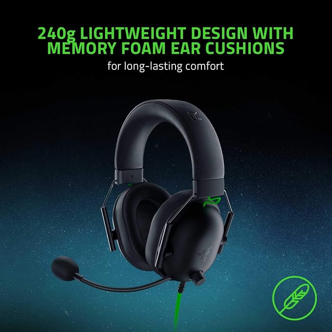 Razer BlackShark V2 X Gaming Headset: 7.1 Surround Sound - 50mm Drivers - Memory Foam Cushion - for PC, PS4, PS5, Switch - 3.5mm Audio Jack - Black (Pack of 8)
