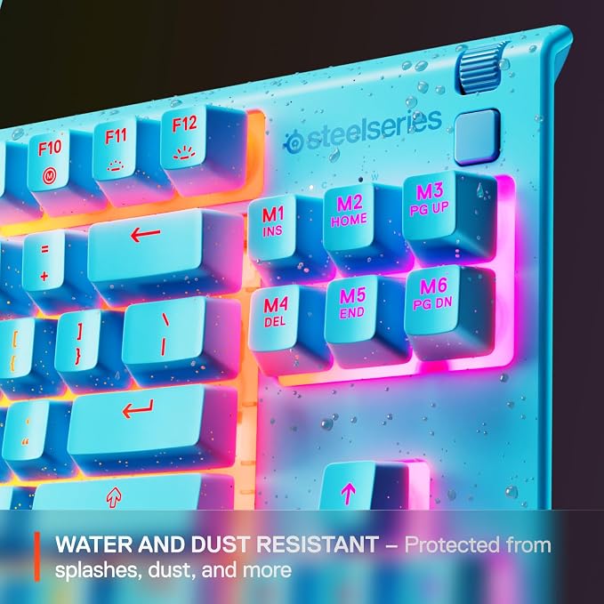 SteelSeries Apex 3 TKL Aqua RGB Gaming Keyboard — Tenkeyless Compact Form Factor — 8-Zone RGB Illumination — Water and Dust Resistant — Whisper-Quiet Gaming Switch