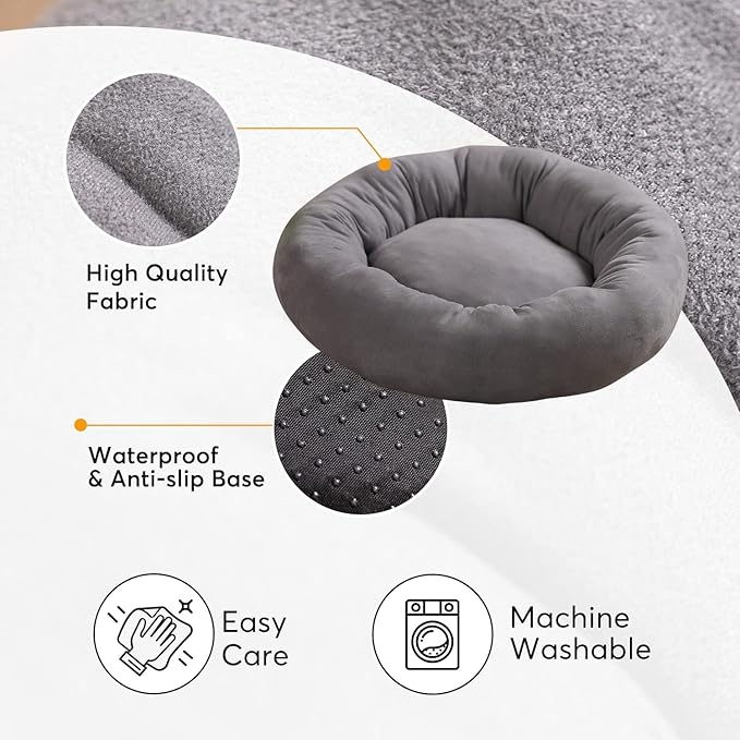 KASENTEX Round Dog Bed - Medium/Large Dogs, Donut Cat Bed - Anti Slip, Machine Washable (Pink, 27x27 Inches)