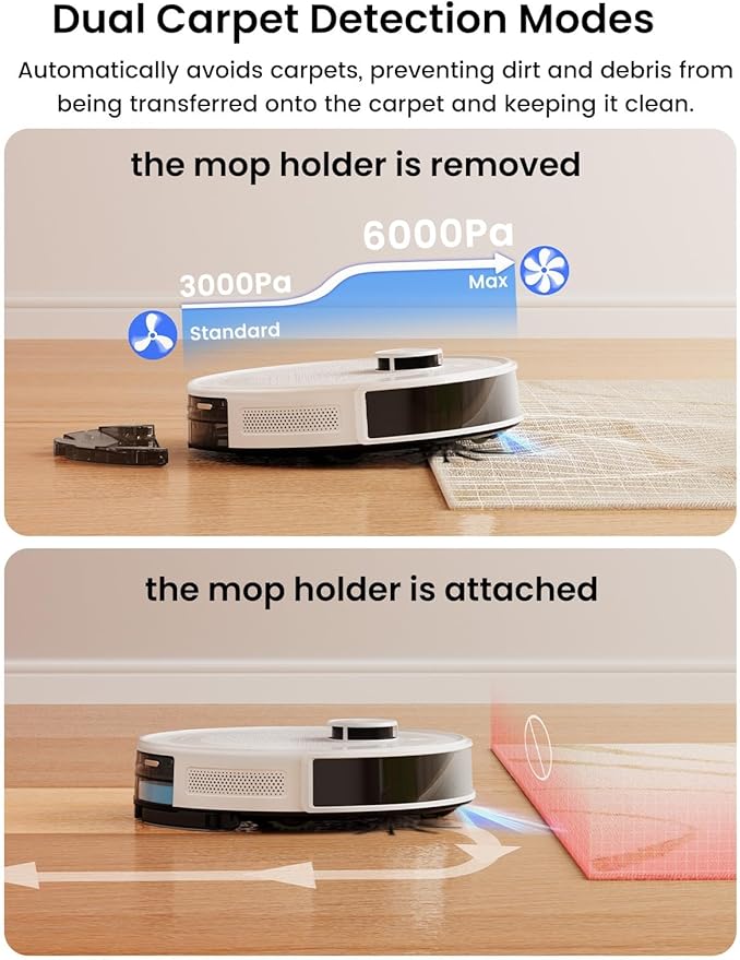 Lefant Robot Vacuum and Mop,75-Day Self-Emptying,6000Pa Powerful Suction,Customized Cleaning,Home Mapping, 140 Min Runtime, Roller Brush for Carpet,2.4G/5G WiFi/Alexa/APP/iWatch,M2 Plus