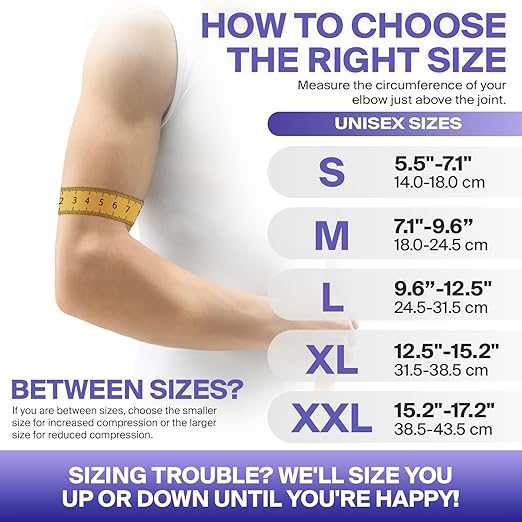 DR. BRACE® Elite Elbow Brace Support, Breathable Elbow Compression Sleeve with Gel Pad for Golfer's, Tennis Elbow & Tendonitis Treatment & Pain Relief 2024 (Purple-White, Medium)