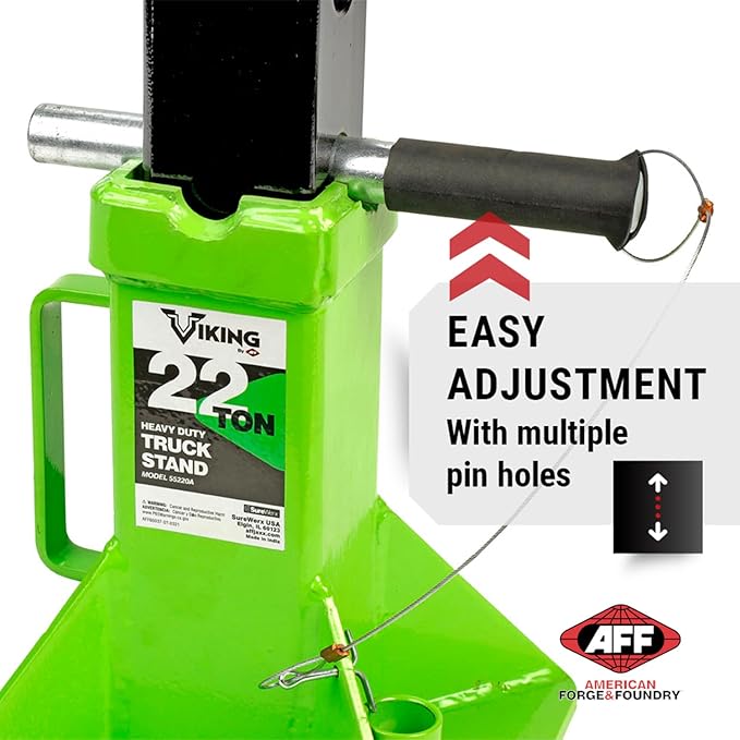 AFF Viking 22 Ton Safety Stand Set - Pin Style Jack Stands for Trucks, Trailers & Heavy Equipment - Super Duty - Pair