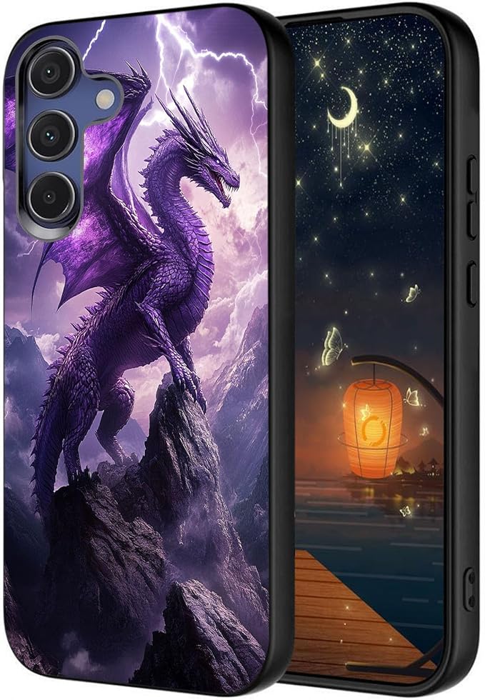 Designed for Galaxy S25 FE Phone Case,Slim Silicone Shockproof Protective Case for Galaxy S25 FE 6.7 inch,Purple Dragon