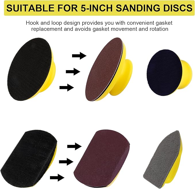 4Pcs Hook and Loop Sanding Block Included 1 Cleaning Brush 5 Inch Round and Mouse Sanding Block Meant for Wood Furniture Restoration Home Arts and Crafts