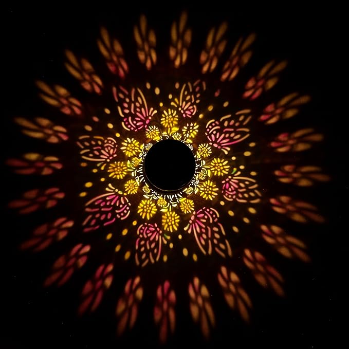 Brizled Butterfly Solar Lantern Lights with Colorful Projection, Christmas Birthday Gifts for Women Mom Grandma, Multicolor Hanging Lights Outdoor Waterproof, Solar Lantern Lights for Garden Patio
