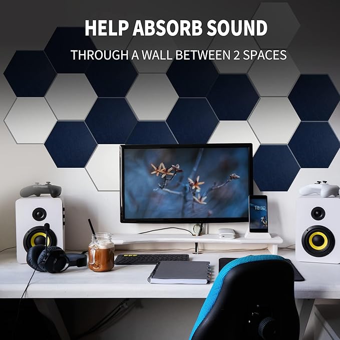 Mollywell Hexagon Acoustic Panels 14x12 - Reduce Echo & Reverb, Noise Blocking Wall Tiles for Kids Room & Studio, Lemon Green Sound Absorbing Panels