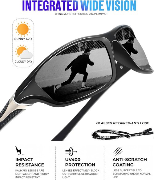 KALIYADI Polarized Sunglasses for Men - UV Protection for Fishing, Driving & Cycling | 4 Pack
