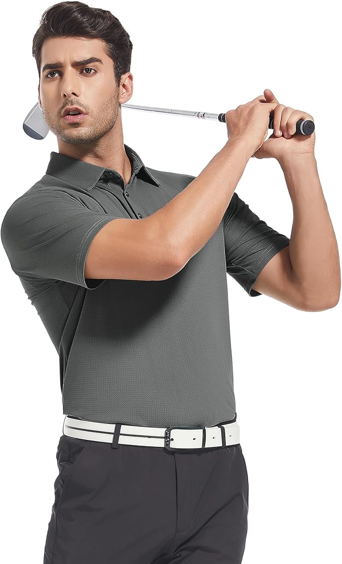 Alex Vando Mens Golf Shirt Moisture Wicking Quick-Dry Short Sleeve Casual Polo Shirts for Men