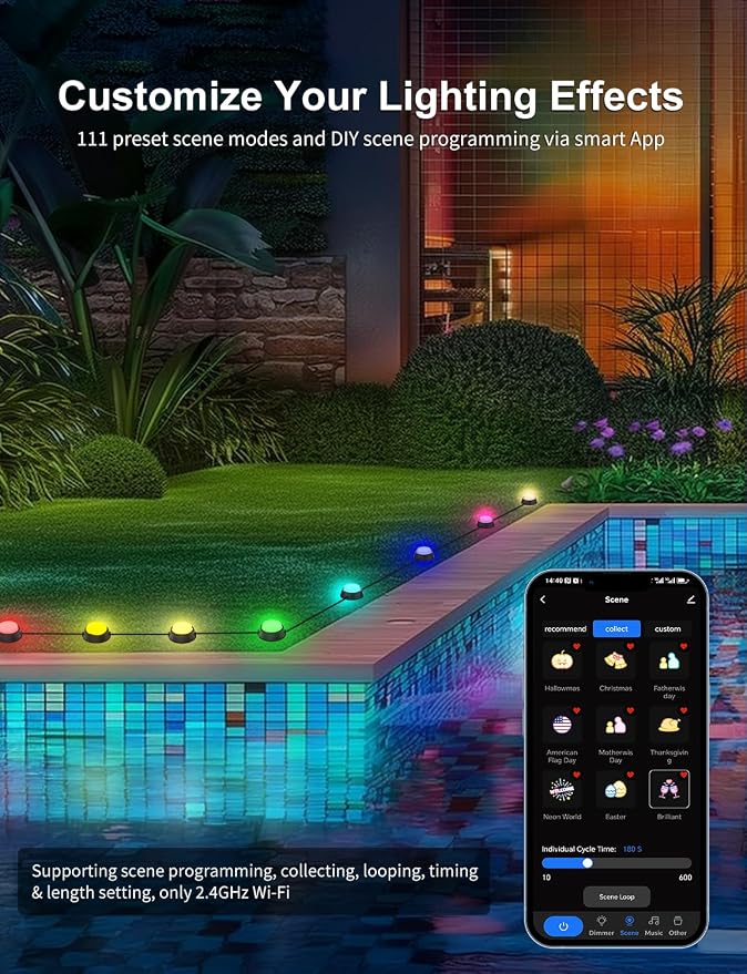APPECK Outdoor Ground Lights 16 Pack, 50FT RGBW Pathway Lights Wired | IP65 Waterproof Landscape Lights, Color Changing, 2200K Warm White, Garden Yard Lawn Walkway, Holiday Decor, Alexa Compatible