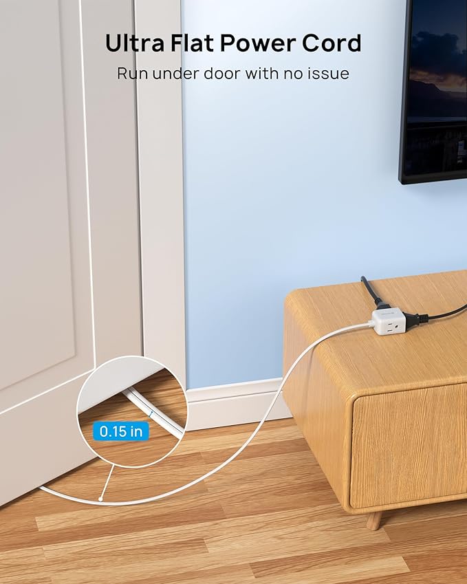 TROND Indoor 2 Prong to 3 Prong Extension Cord - Polarized Flat Plug 3 Outlet Extension 10ft, 16 Gauge Cable, 1625W for Non-Ground Socket in Old House School Home Office Kitchen Dorm Room, White