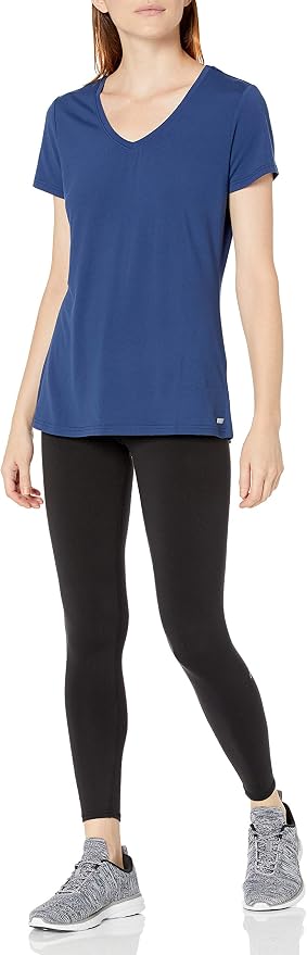 Amazon Essentials Women's Active Quick Dry Tech Stretch Short-Sleeve V-Neck T-Shirt (Available in Plus Size), Pack of 2