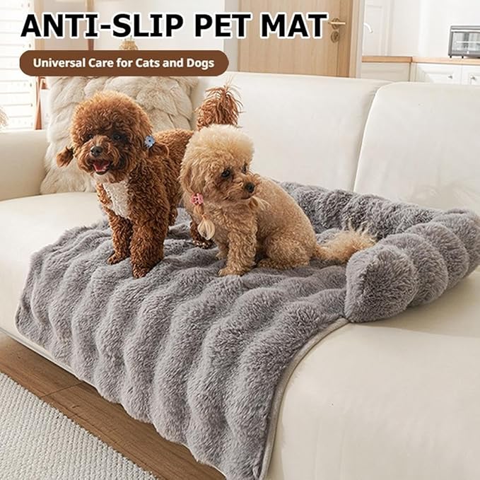 Waterproof Throw Blanket For Dogs & Indoor Cats,Dog Pad Washable Removable Couch Cover,Plush Long Fur Mat with Non Slip Silicone Base,Furniture Protector Gift for New Pet Parents,29.5"x29.5" (coffee)