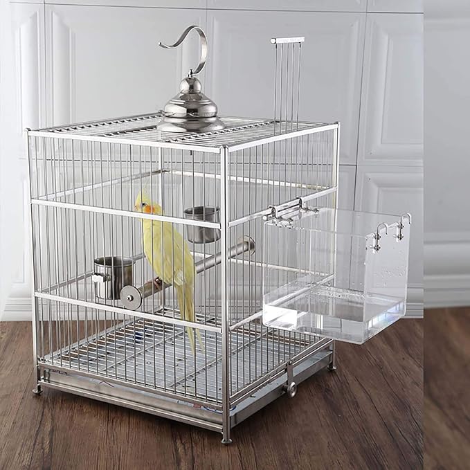 Hanging Bird Bath Cube Bird Bathtub Bath Shower Box Bowl Cage Accessory for Small Bird Canary Budgerigar Parrots Crested Myna Cockatiel